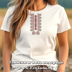 Дамска тениска с шевица – пазва 09