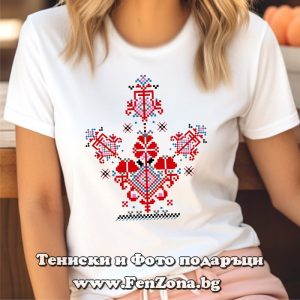 Дамска тениска с шевица – дървото на живота 18