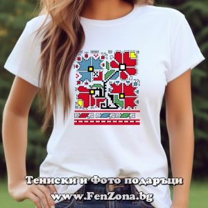Дамска тениска с шевица 03