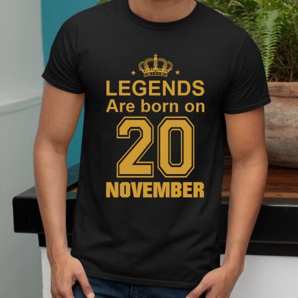 Мъжка тениска с надпис Legends are born on 20 November