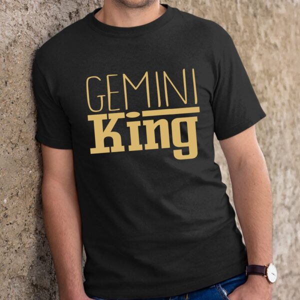 Мъжка тениска с надпис – King Gemini, Подарък за мъж Близнаци