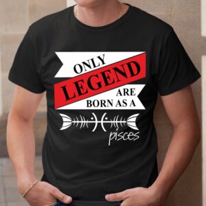 Мъжка тениска с надпис – Legends are born as Pisces, Подарък за мъж зодия Риби