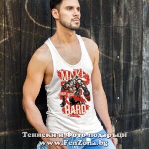 Фитнес потник с надпис Make your body hard