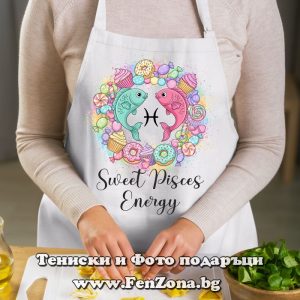 Престилка с надпис Sweet Pisces energy, Подарък за жена зодия Риби