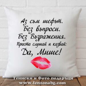 Декоративна възглавница с надпис Да, Мише! - kiss