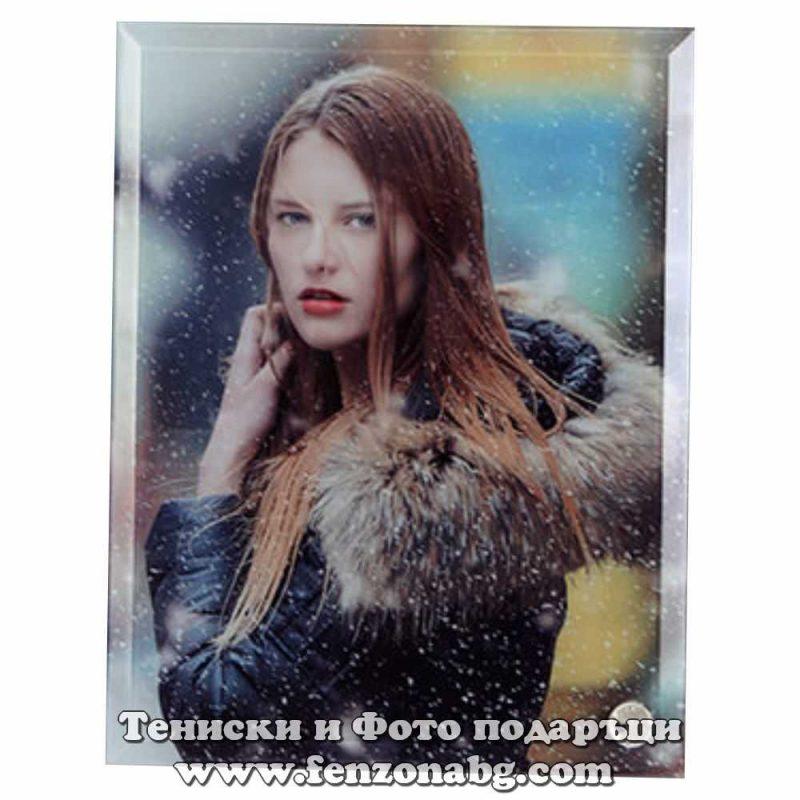 Кристална фото рамка със снимка - правоъгълна 18 x 13 см - Image 2