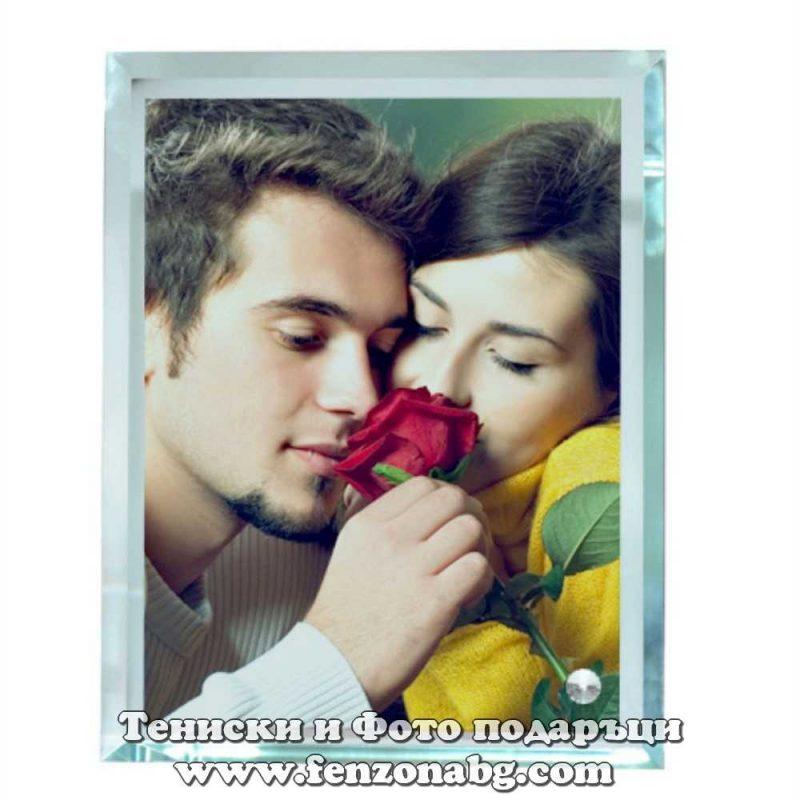 Кристална фото рамка със снимка - правоъгълна 18 x 13 см - Image 3