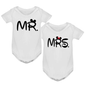 Бебешки бодита с надпис - Mr. / Mrs.