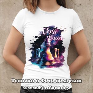 Дамска тениска с надпис Chess Queen