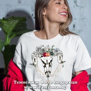 Дамска тениска с щампа Boho – Skull Wild 02