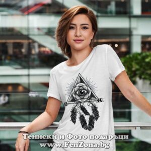 Дамска тениска с щампа Boho – All Seeing Eye Dreamcatcher 02