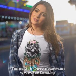 Дамска тениска с щампа Boho – Tiger Dreamcatcher