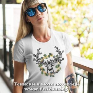 Дамска тениска с щампа Boho – Deer Art