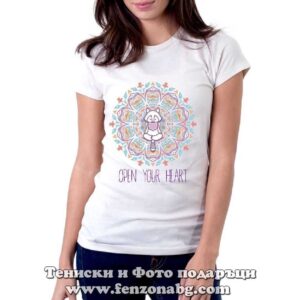 Дамска тениска с надпис Open your heart
