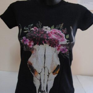 Дамска тениска Skull flowers
