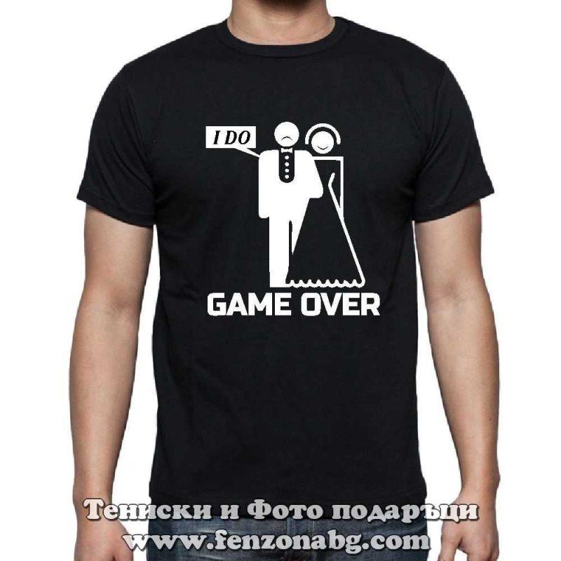 Мъжка тениска с надпис I do game over