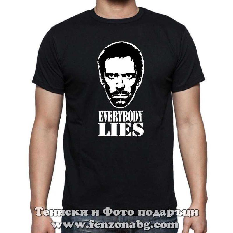 Мъжка тениска с надпис Everybody lies