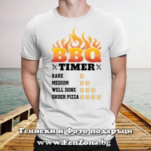 Мъжка тениска с надпис BBQ Timer
