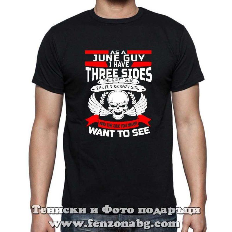 Мъжка тениска с надпис June guy - Three sides - Image 2