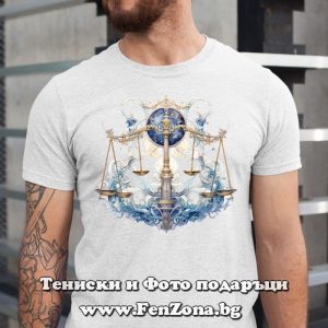 Мъжка тениска с надпис за зодия Везни
