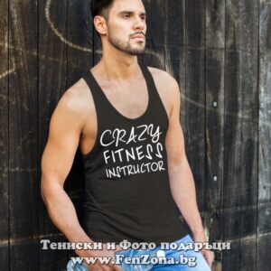 Фитнес потник с надпис Crazy Fitness Instructor