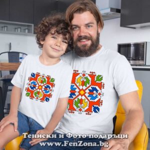 Семеен комплект тениски с народни мотиви за баща и син 03