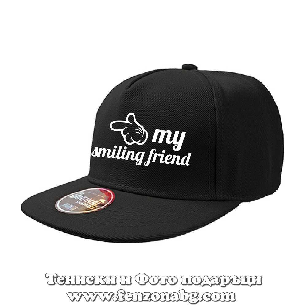 Шапка с права козирка с надпис My smiling friend 2