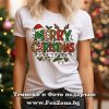 Дамска коледна тениска Merry Christmas, Подарък за Коледа